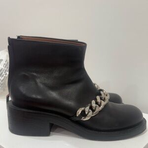 Givenchy Black Ankle Boots with Silver Chain Detail